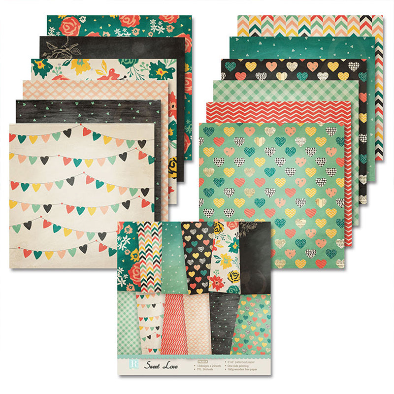 Kokorosa 24PCS  6" Sweet Love DIY Scrapbook & Cardstock Paper