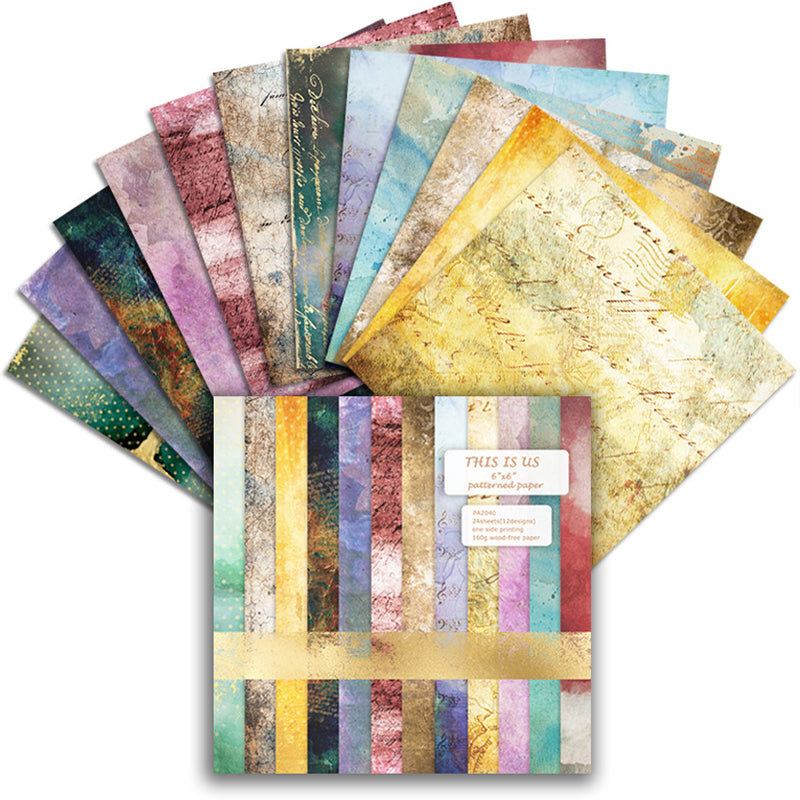 Kokorosa 24PCS  6" Vintage Colours DIY Scrapbook & Cardstock Paper