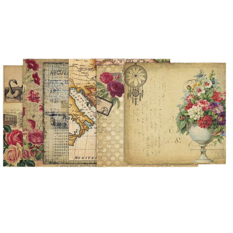 Kokorosa 24PCS  6" Vintage Rose DIY Scrapbook & Cardstock Paper