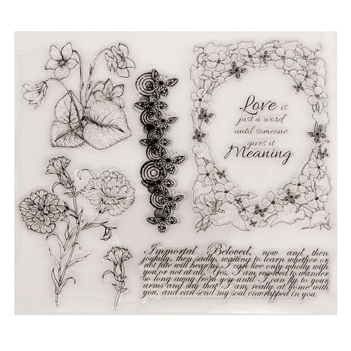 Kokorosa Flowers and Love Phrases Clear Stamps