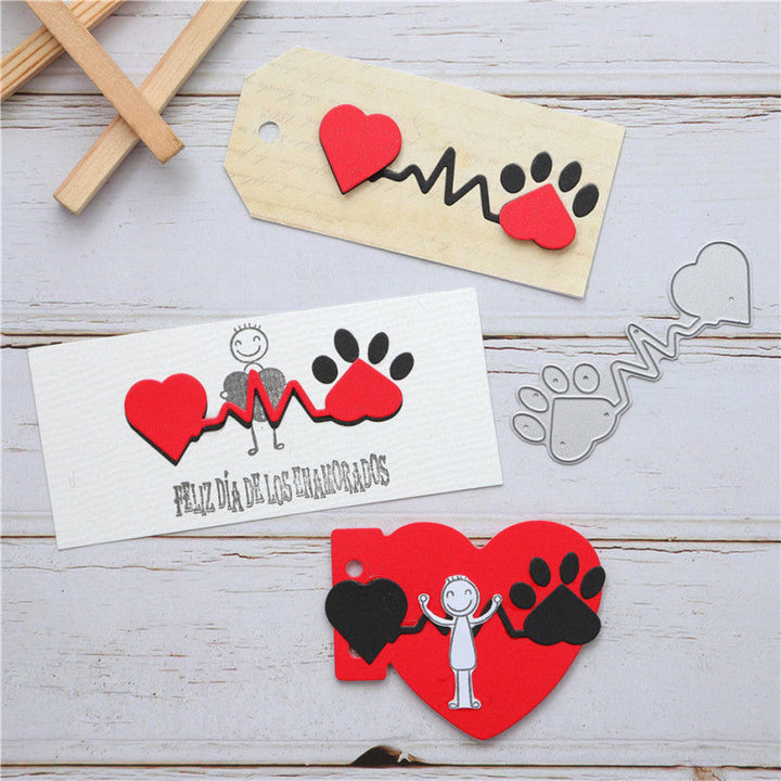 Kokorosa Love Dog Footprint Cutting Dies for Cardmaking