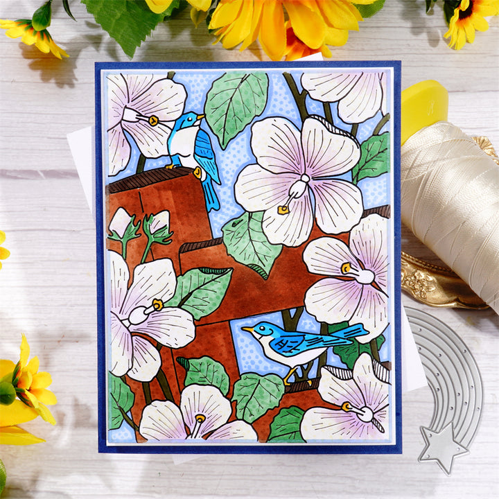 Kokorosa Metal Cutting Dies With Blooming Flower Background Board