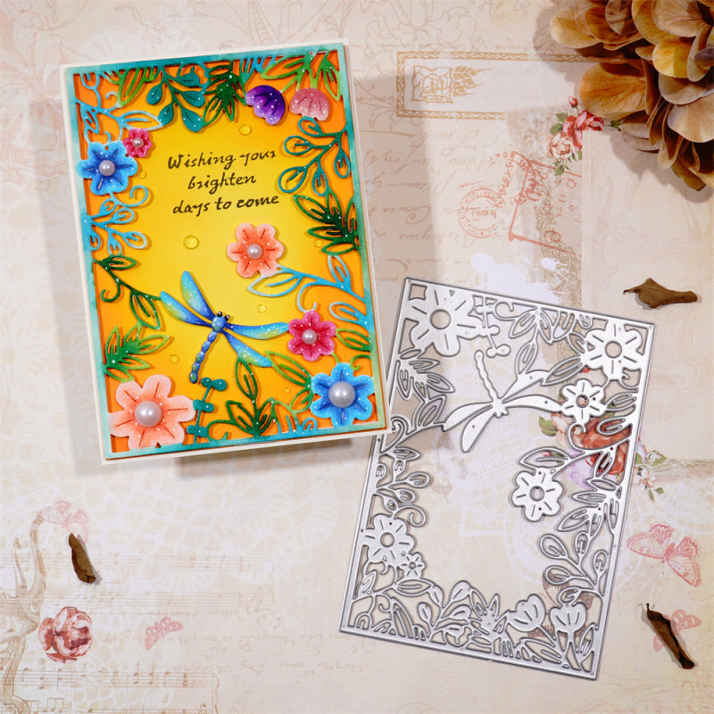 Kokorosa Metal Cutting Dies With Flower and Dragonfly Background Board