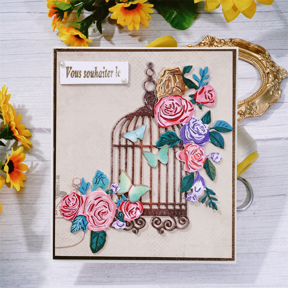 Kokorosa Metal Cutting Dies With Rose and Birdcage