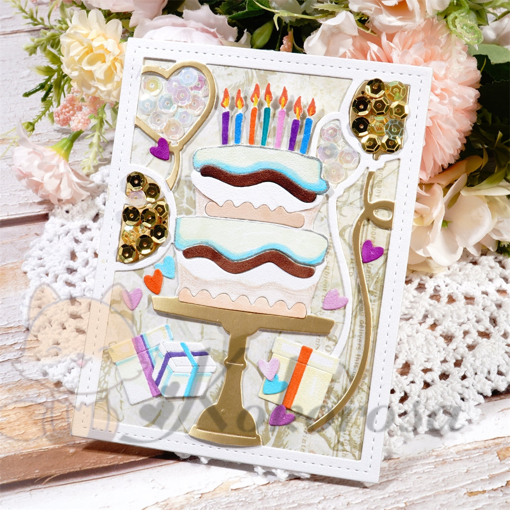 Kokorosa Metal Cutting Dies with Birthday Cake Frame Board