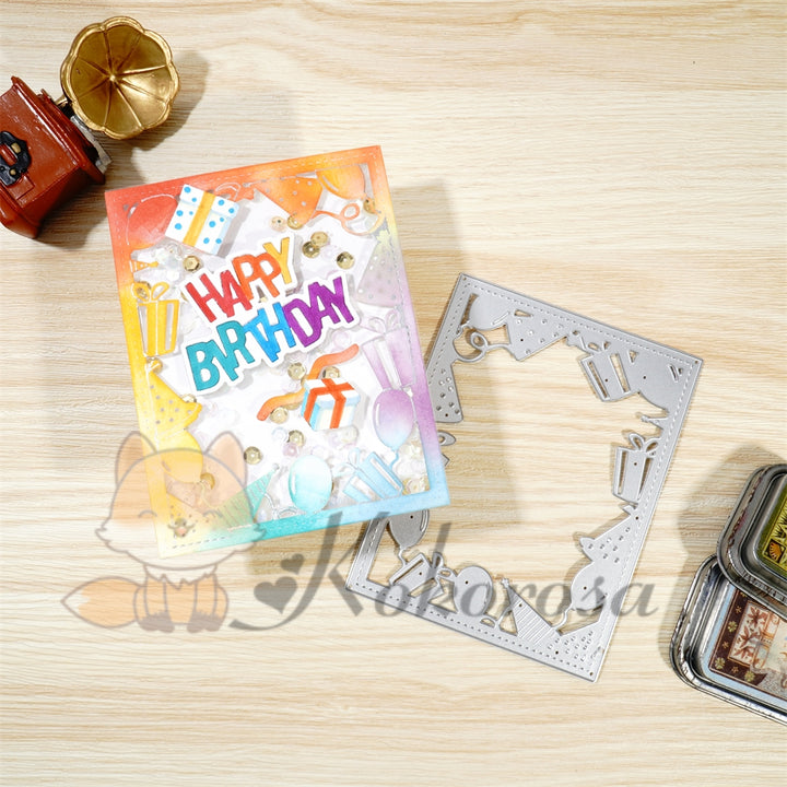 Kokorosa Metal Cutting Dies with Birthday Gift Box Frame Board