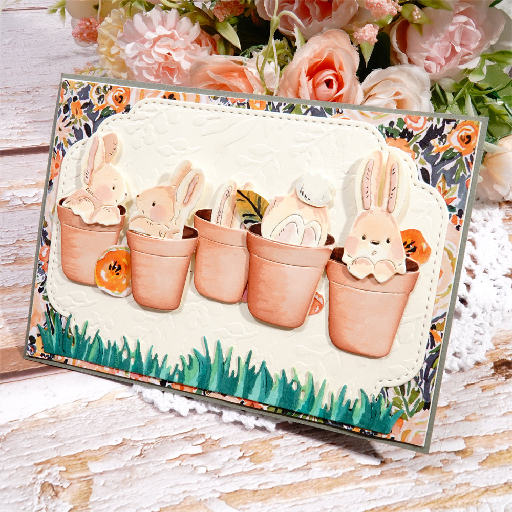 Kokorosa Metal Cutting Dies with Easter Potted Bunnies
