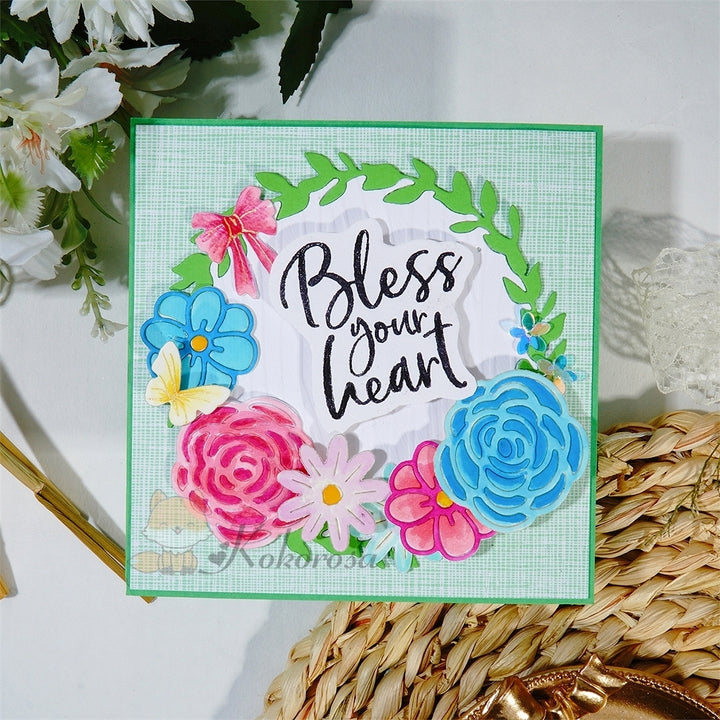Kokorosa Metal Cutting Dies with Floral Wreath