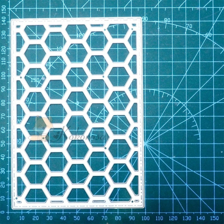 Kokorosa Metal Cutting Dies with Hexagonal Pattern Background Board
