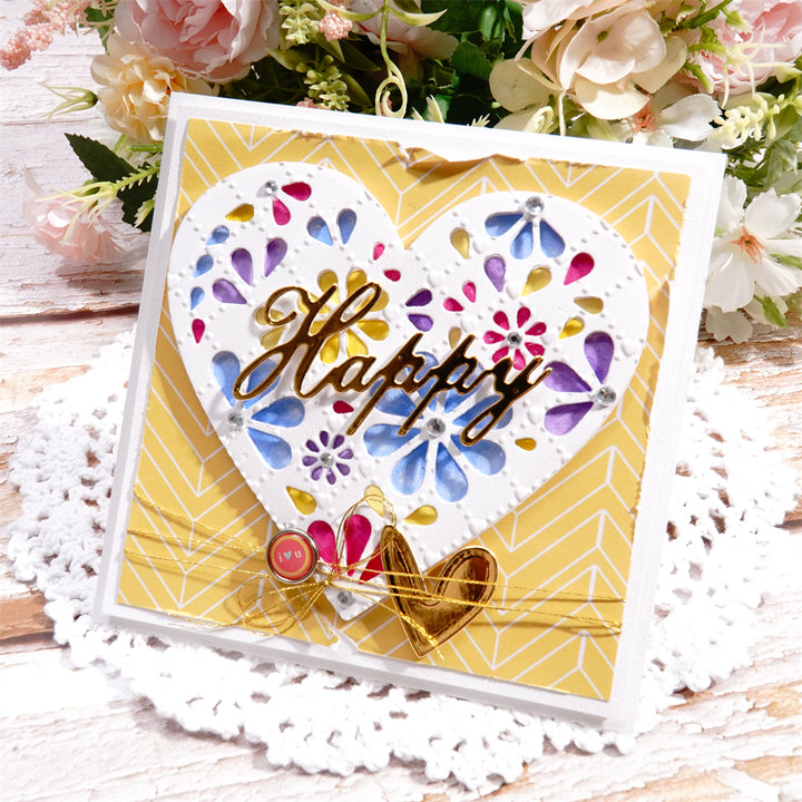 Kokorosa Metal Cutting Dies with Hollow Flower Heart Shaped Background Board