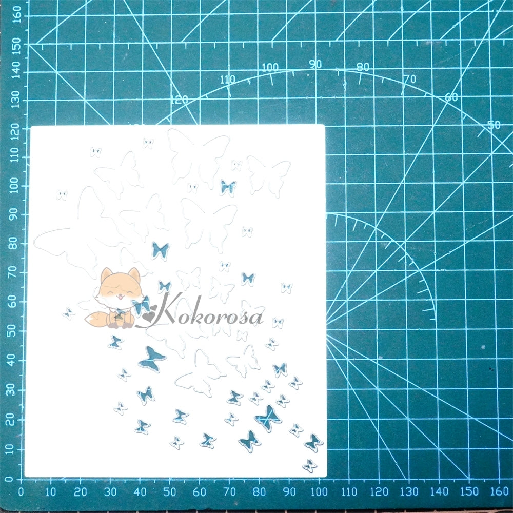 Kokorosa Metal Cutting Dies with Hollow Flying Butterflies Background Board