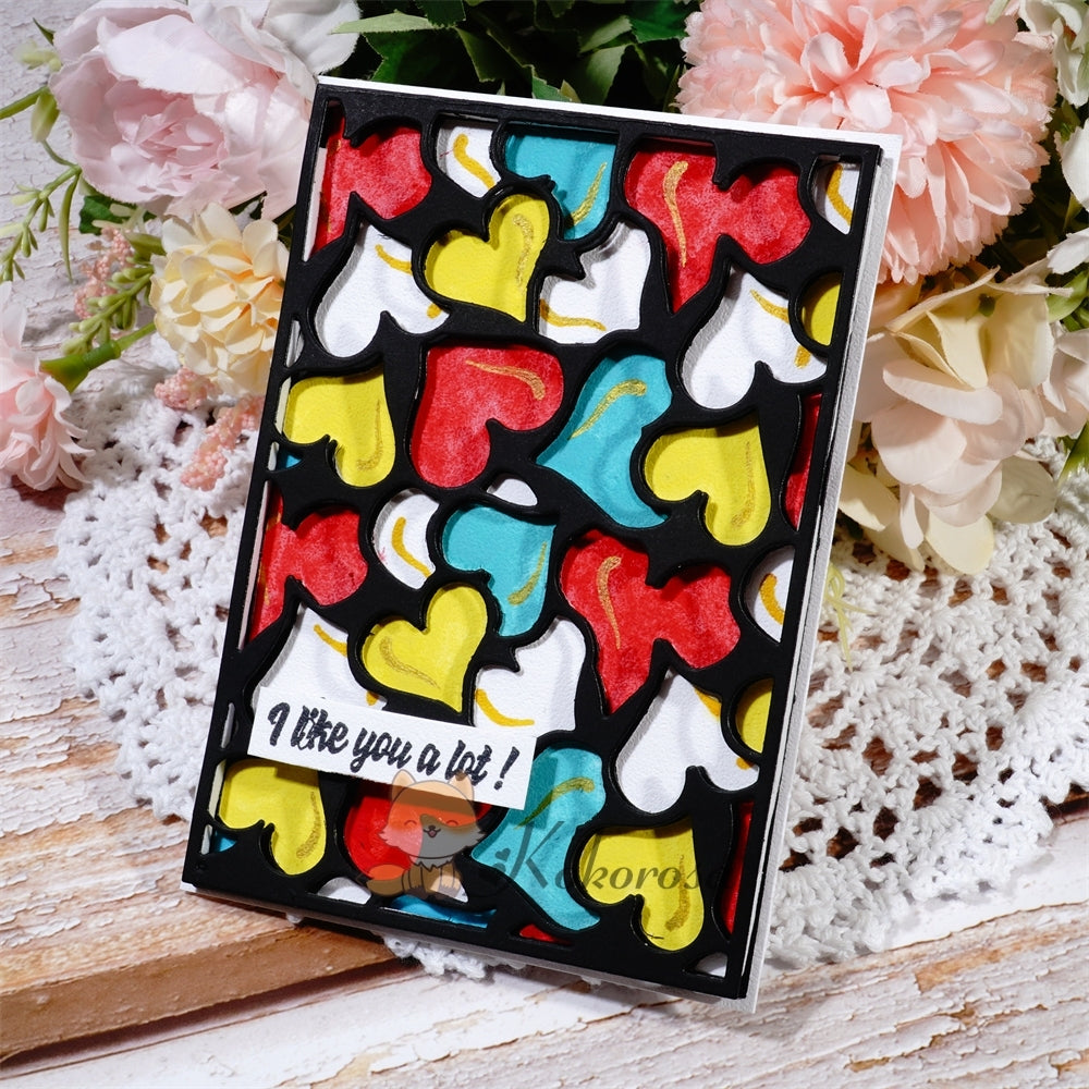 Kokorosa Metal Cutting Dies with Hollow Hearts Background Board