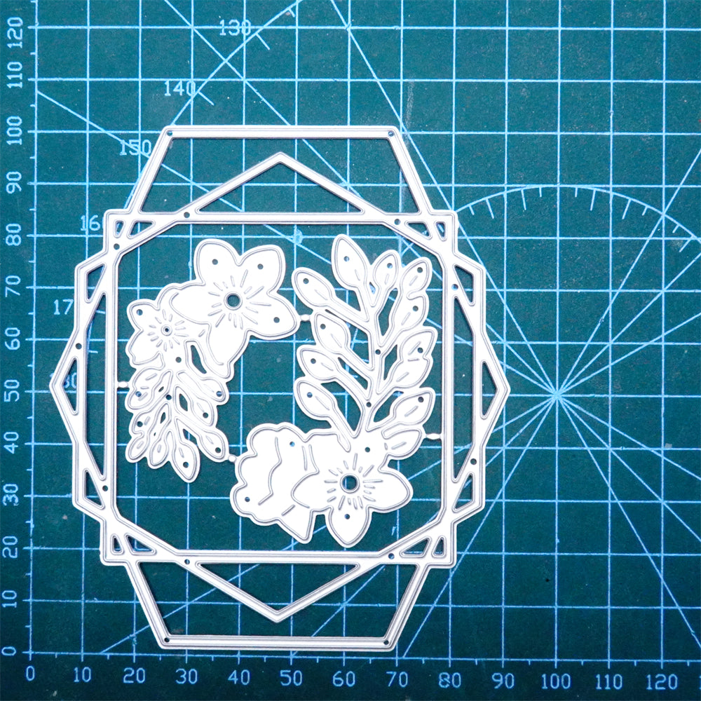 Kokorosa Metal Cutting Dies with Polygonal Flower Border Board