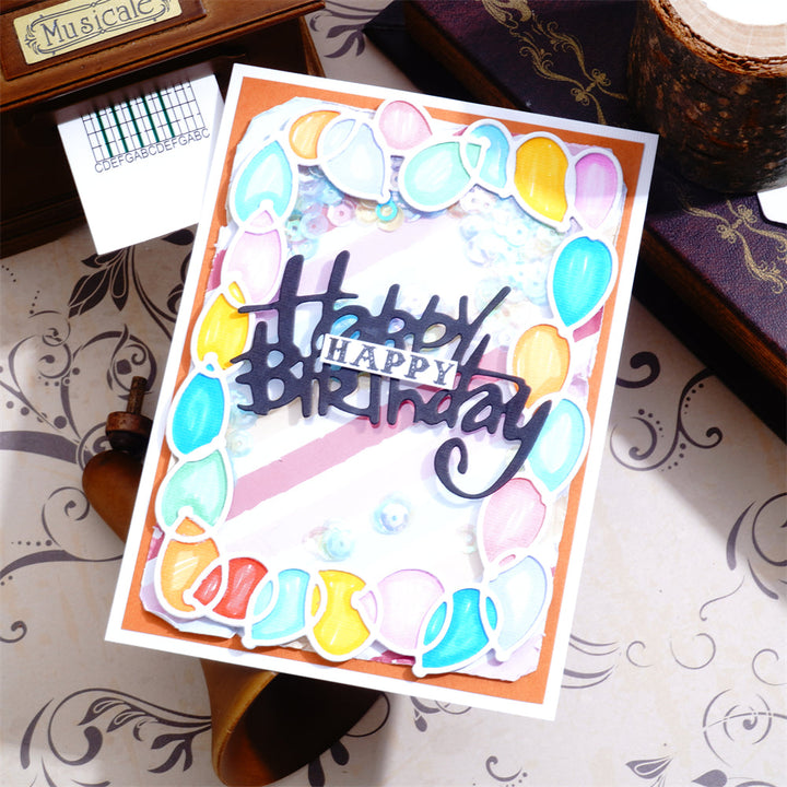 Kokorosa Metal Cutting Dies with Happy Birthday & Balloons Frame Board