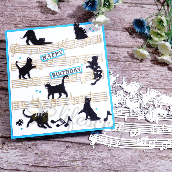 Kokorosa Metal Cutting Dies with Music Notes and Cats