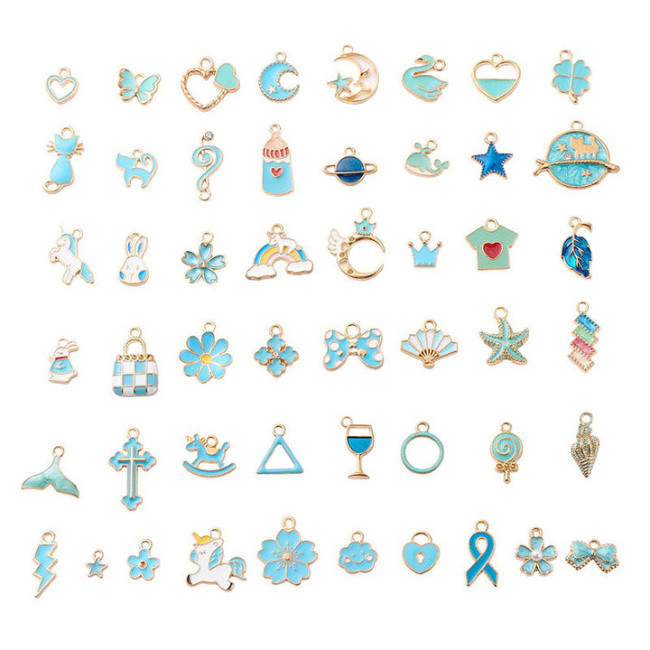 Kokorosa Light Blue Drip Alloy Pendant Embellishments（50 Pcs）