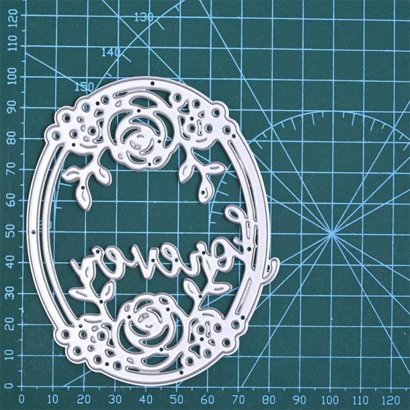 Kokorosa Metal Cutting Dies With Flower Circle And Forever Word