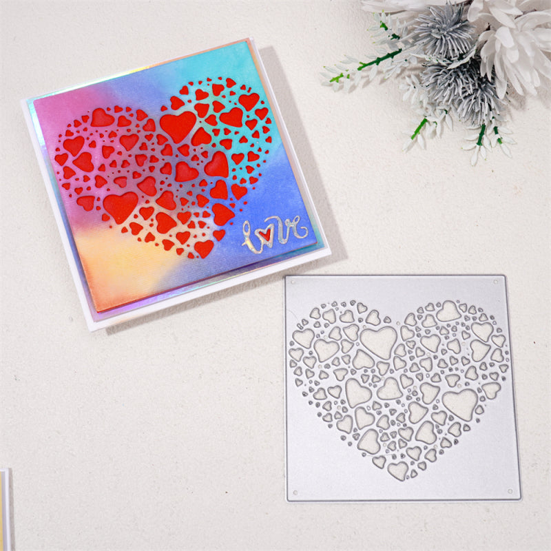 Kokorosa Metal Cutting Dies With Little Hearts Square Background Board