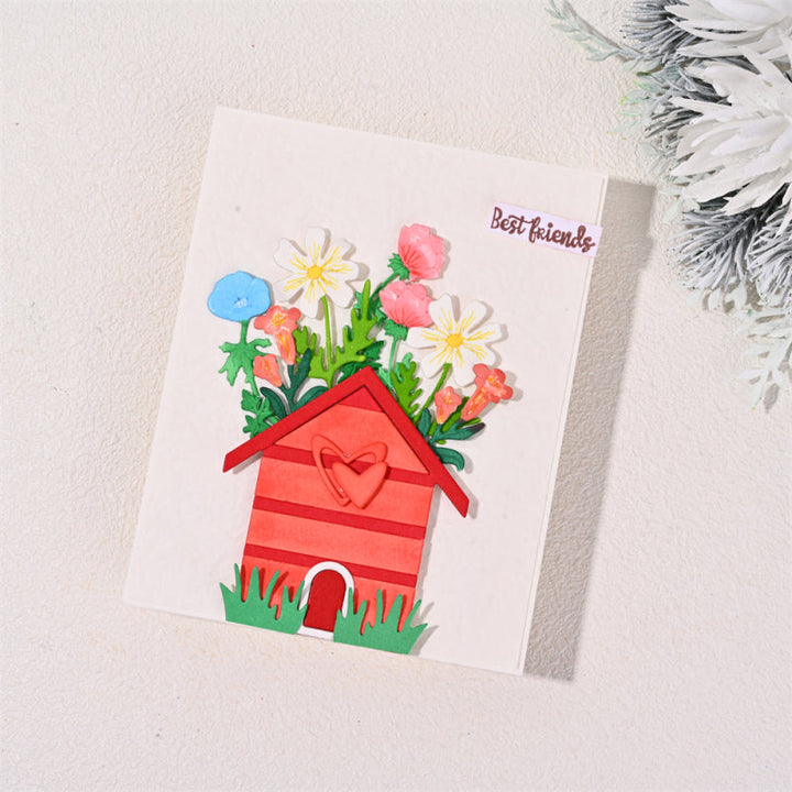 Kokorosa Metal Cutting Dies With Lovely House And Flowers