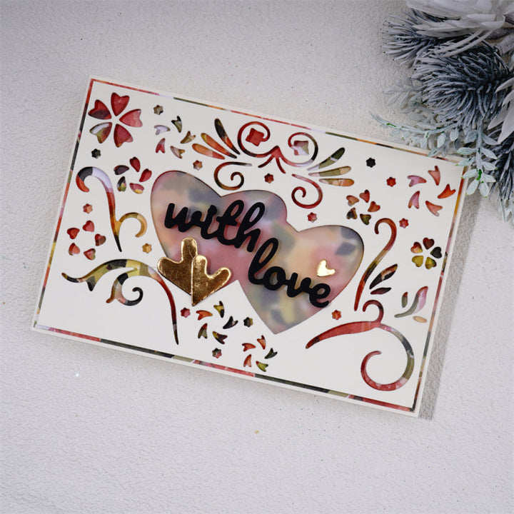 Kokorosa Metal Cutting Dies With Two Closed Hearts Background Board