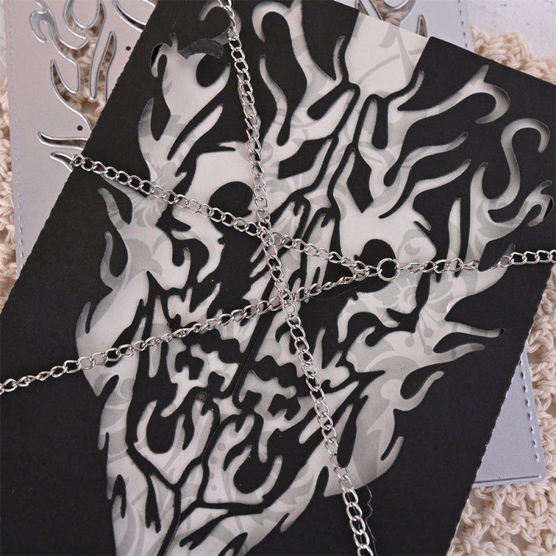 Kokorosa Metal Cutting Dies with Hellfire Skeleton Skull Background