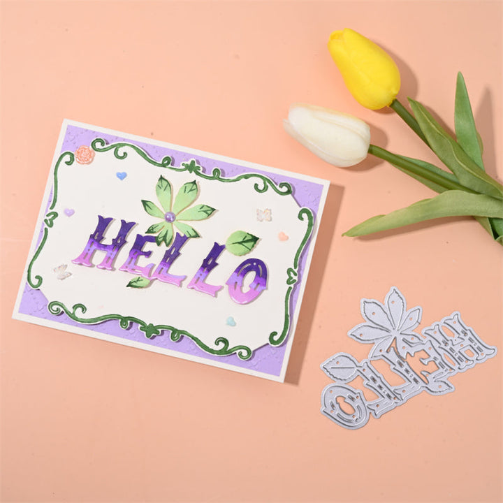 Kokorosa Metal Cutting Dies with Hello English Words and Plants