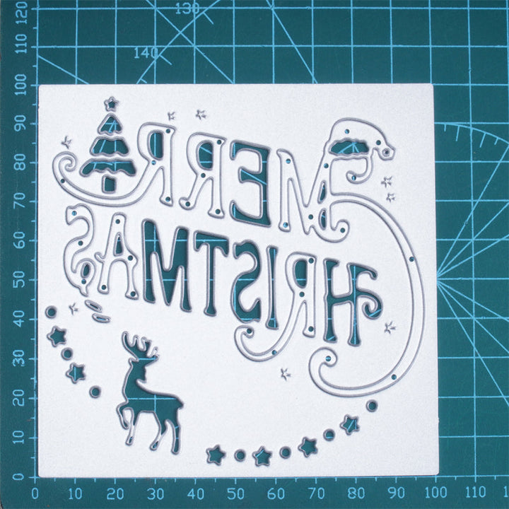 Kokorosa Metal Cutting Dies with Merry Christmas Square Background Board