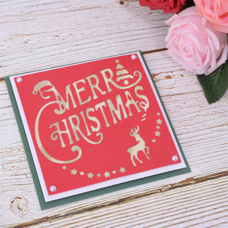 Kokorosa Metal Cutting Dies with Merry Christmas Square Background Board