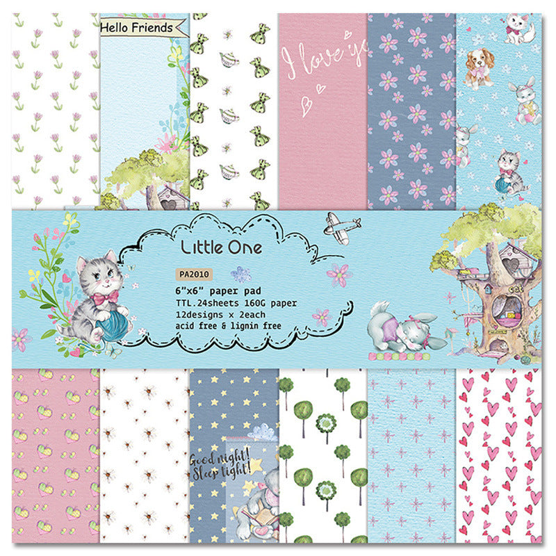 Kokorosa 24PCS  6" Little Kitten Pattern  DIY Scrapbook & Cardstock Paper