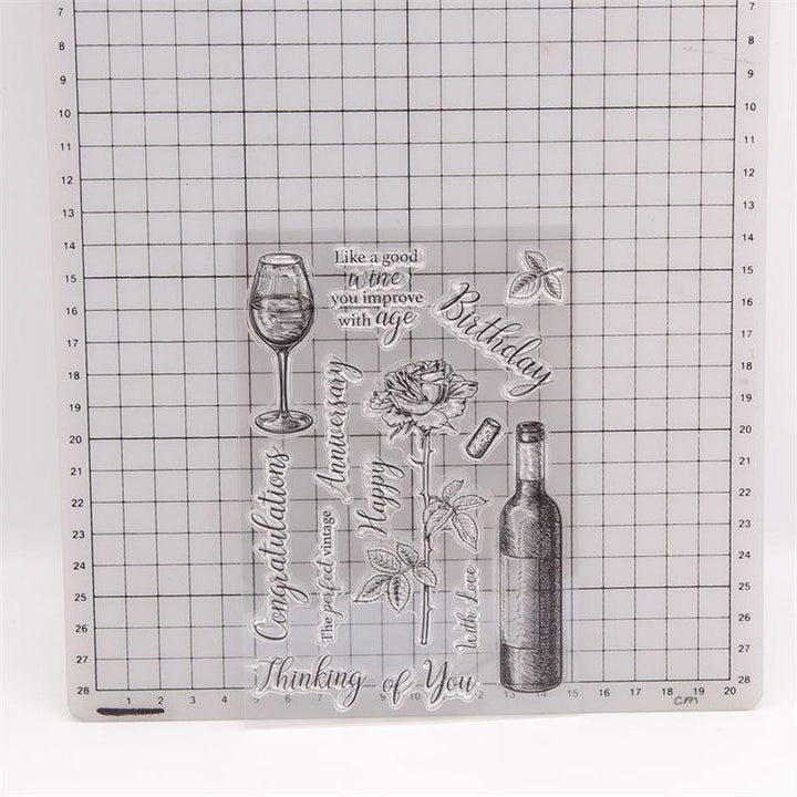 Kokorosa Wine Glass And Bottle Dies with Stamps Set