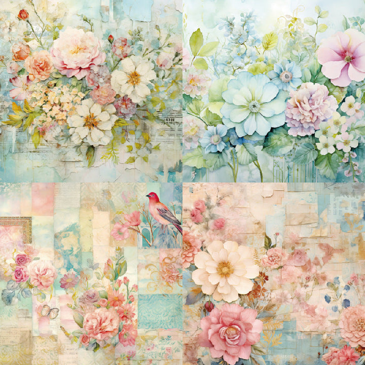Kokorosa 24PCS 6" Gorgeous Flowers Scrapbook & Cardstock Paper