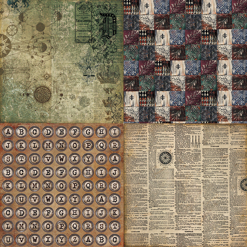 Kokorosa 24PCS DIY Scrapbook & Cardmaking Old Time Background Paper