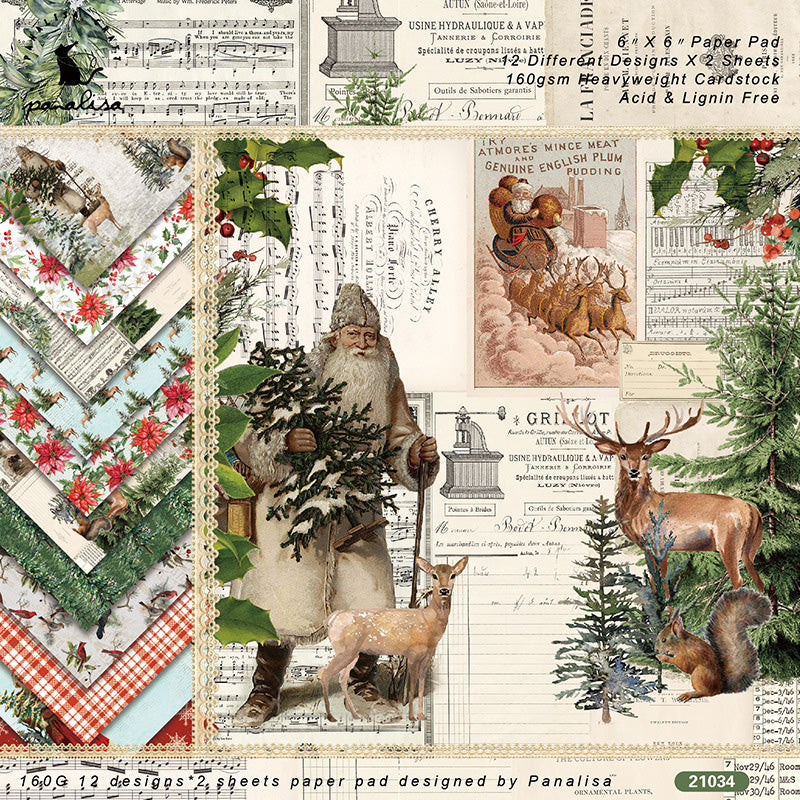 Kokorosa 24PCS DIY Scrapbook & Cardmaking Realistic Christmas Background Paper