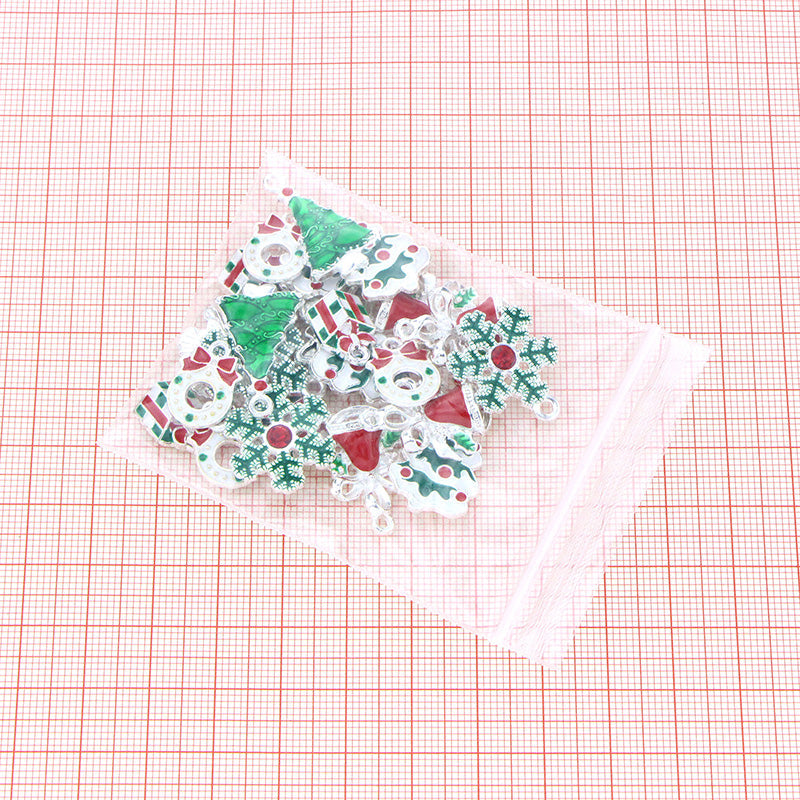 Kokorosa Red and Green Christmas Drip Alloy Pendant Embellishments（24 Pcs）