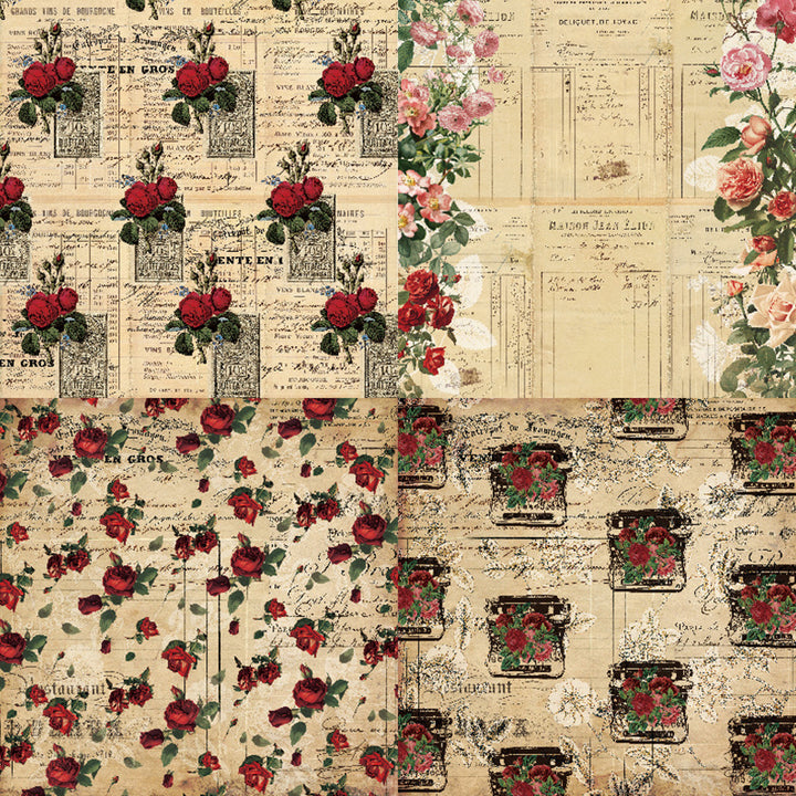 Kokorosa 24PCS  6" Retro Flowers DIY Scrapbook & Cardstock Paper