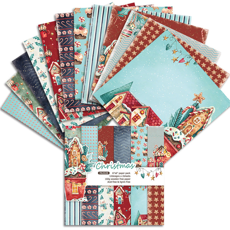 Kokorosa 24PCS DIY Scrapbook & Cardmaking Christmas Background Paper