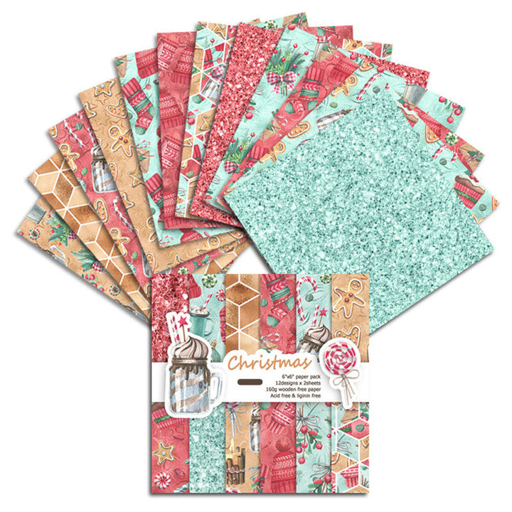 Kokorosa 6" Scrapbook & Cardmaking Sparkle Christmas Background Paper