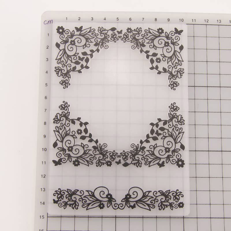 Kokorosa Symmetrical Decoration of Flowers Plastic Embossing Folder