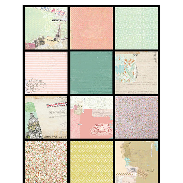 Kokorosa 24PCS  12" DIY Tower Pattern Scrapbook & Card Making Paper