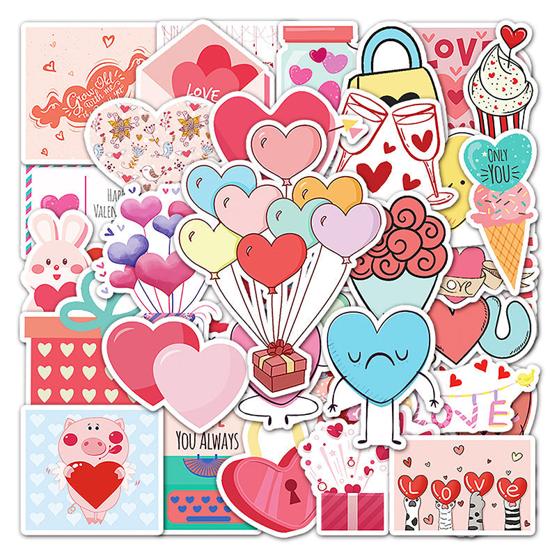 Kokorosa Valentine's Day Heart Stickers (50pcs)