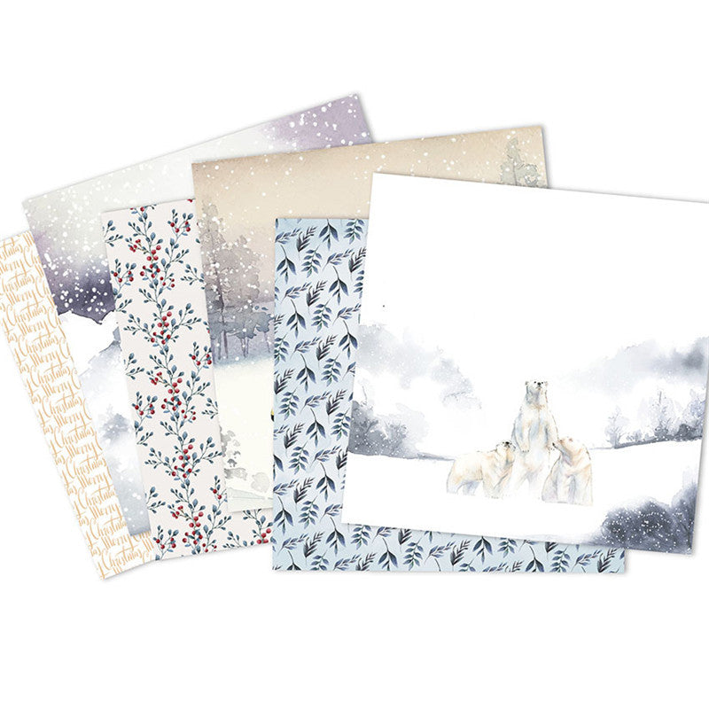 Kokorosa 24PCS DIY Scrapbook & Cardmaking Winter Wonderland Background Paper