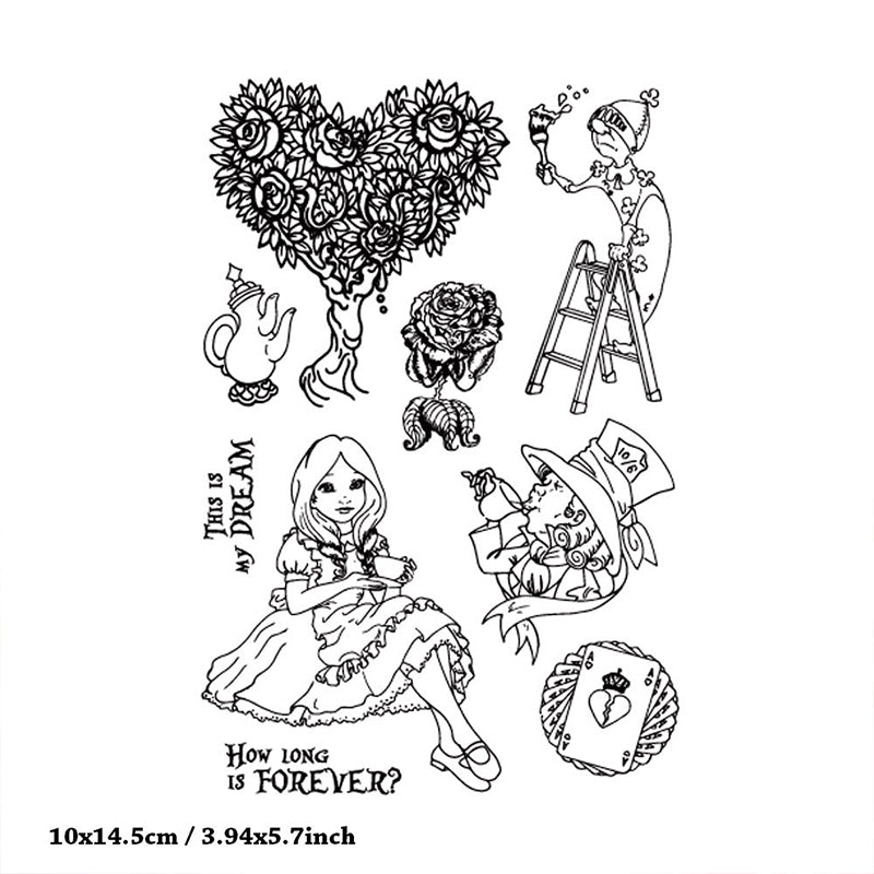 Kokorosa Girl & Hearts Clear Stamps