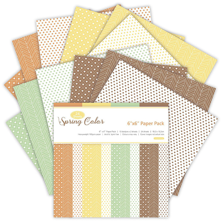 Kokorosa 24PCS  6" Spring Color Scrapbook & Cardstock Paper