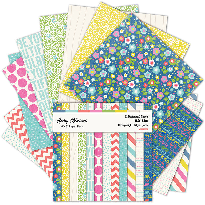 Kokorosa 24PCS  6" Spring Blossom Scrapbook & Cardstock Paper