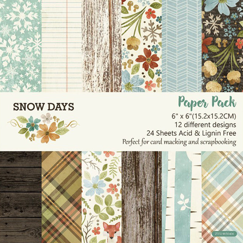 Kokorosa 24PCS  6" Snow Days Scrapbook & Cardstock Paper