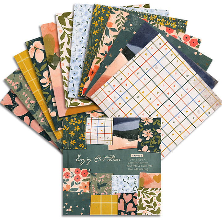 Kokorosa 24PCS  6" Enjoy Outdoor Scrapbook & Cardstock Paper