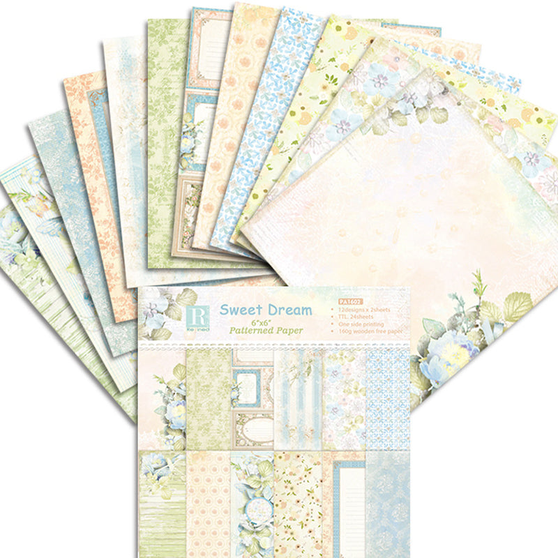 Kokorosa 24PCS  6" Sweet Dream Theme Scrapbook & Cardstock Paper