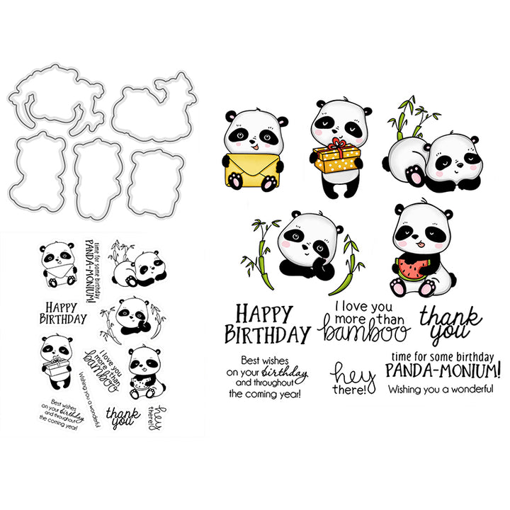 Kokorosa Cute Panda Dies with Stamps Set