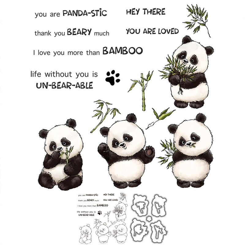 Kokorosa Little PandaTheme Dies with Stamps Set