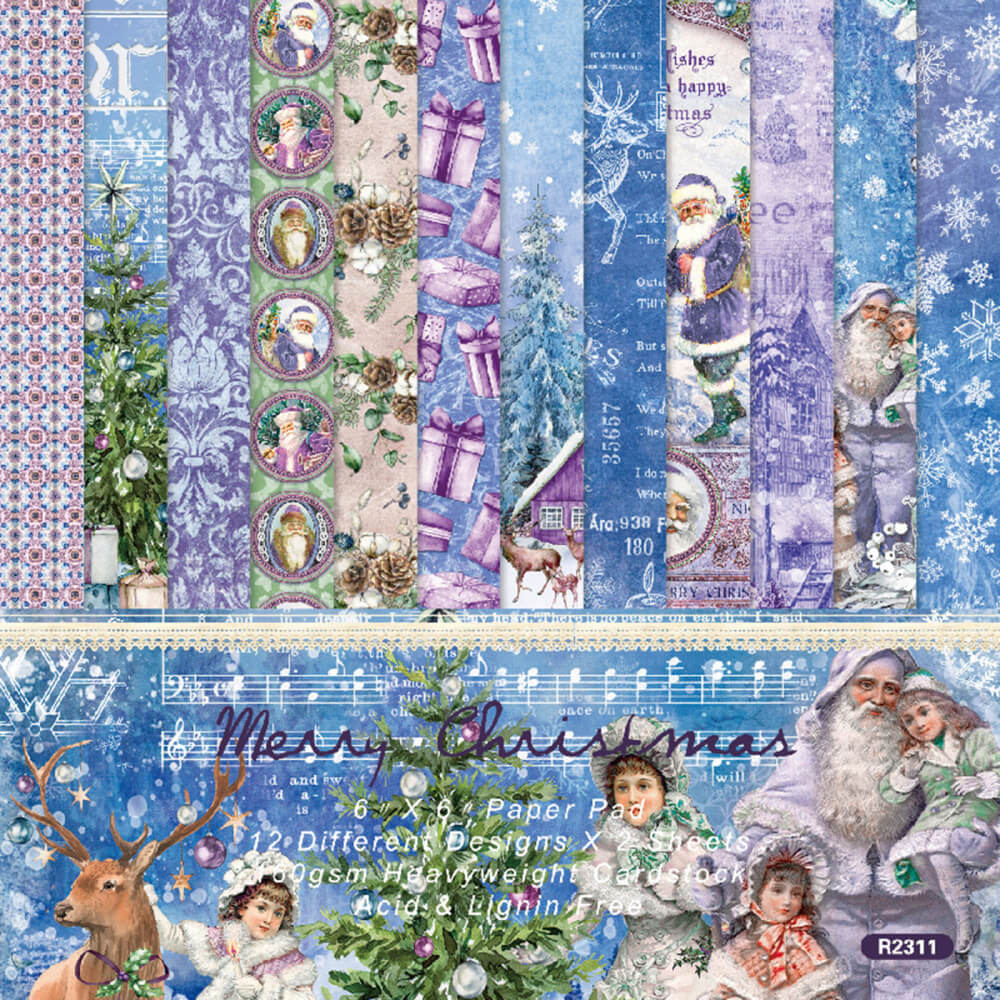 Kokorosa 24PCS  6" Merry Christmas Theme DIY Scrapbook & Cardstock Paper